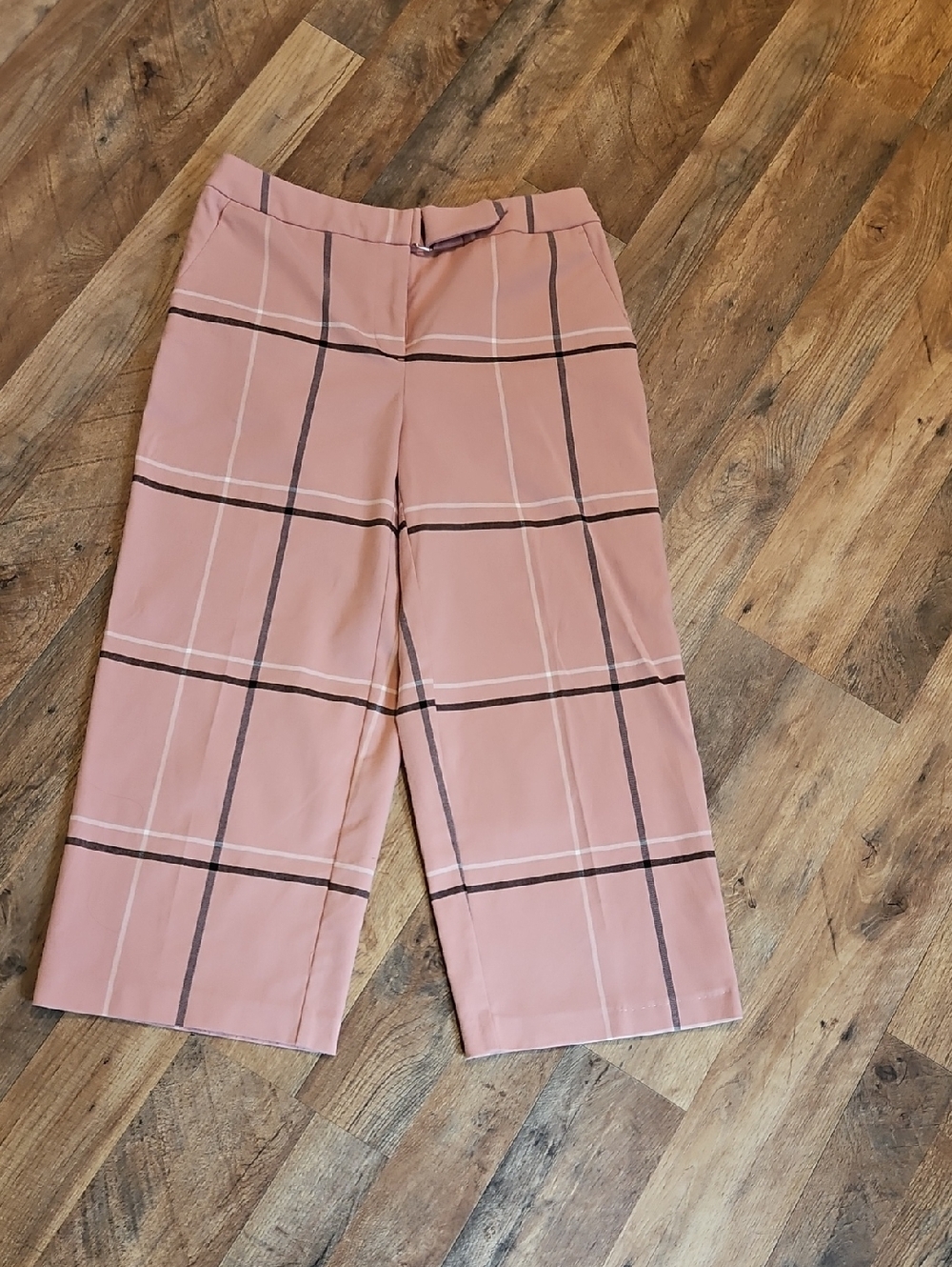 👖Alfani Pink Plaid Cropped Wide-Leg Pants